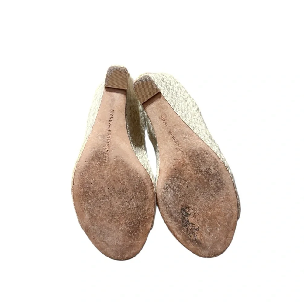 Diane von Furstenberg Sudan Patent Open Toe Espadrille Wedge Heels